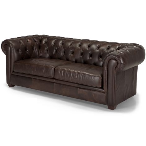 Mayson Chesterfield 3 Seater Sofa, Antique Brown Premium Leather