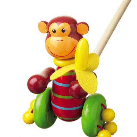 Orange Tree Toys Monkey Wooden Push Along